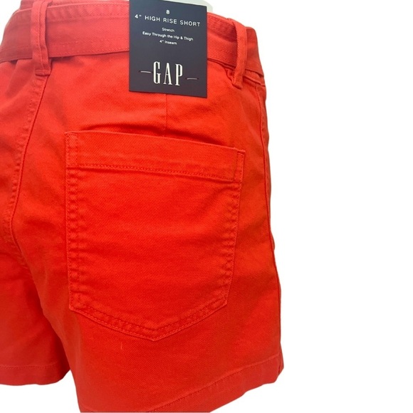 Gap [Size 8 NWT] Coral Red Belted High Rise 4" Seafarer Shorts - Size 8 - Picture 10 of 13